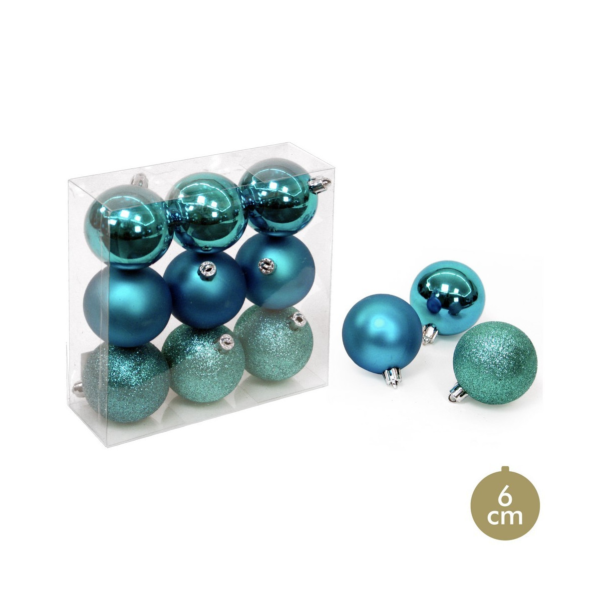 S 9 bola azul decoración navidad 6 x 6 x 6 cm