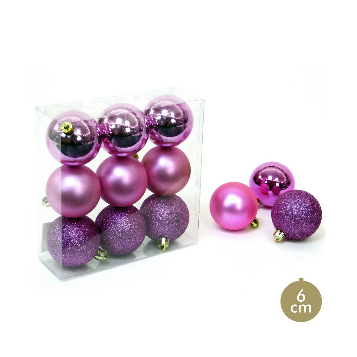 S 9 bola rosa decoración navidad 6 x 6 x 6 cm