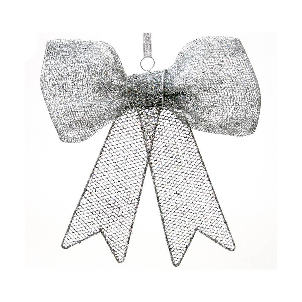 Lazo metal plata decoración navidad 20 x 4 x 22 50 cm