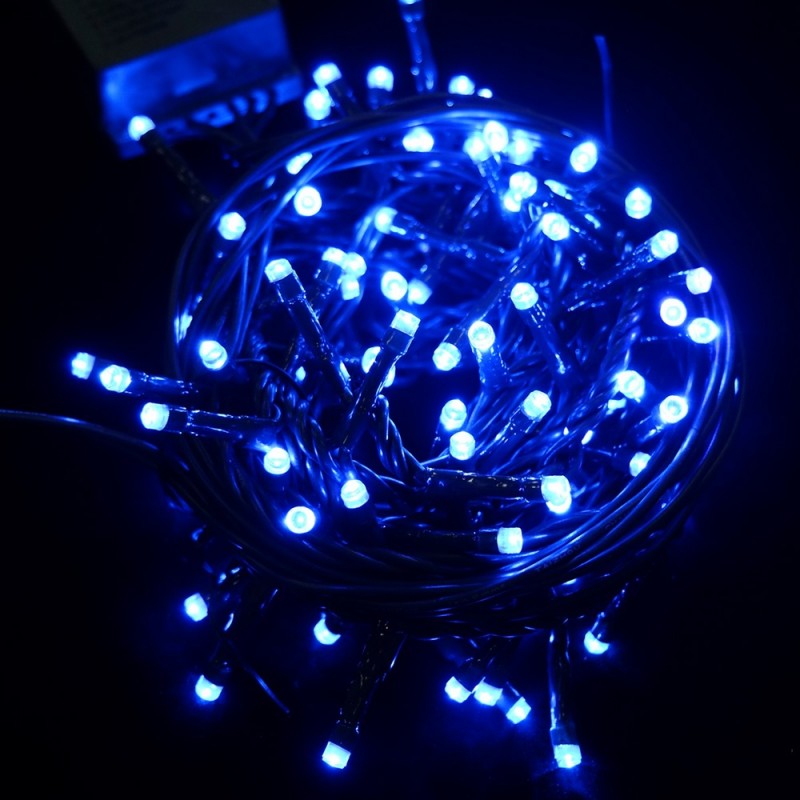100 luces led 8 funciones azul