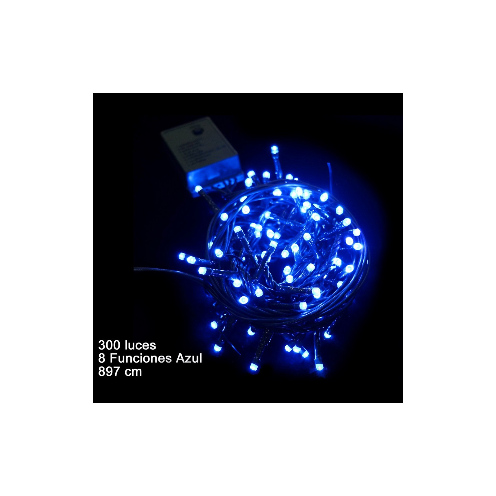 300 luces led 8 funciones azul 897 cm