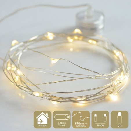 Micro Led 20 Luces Metal Cálido