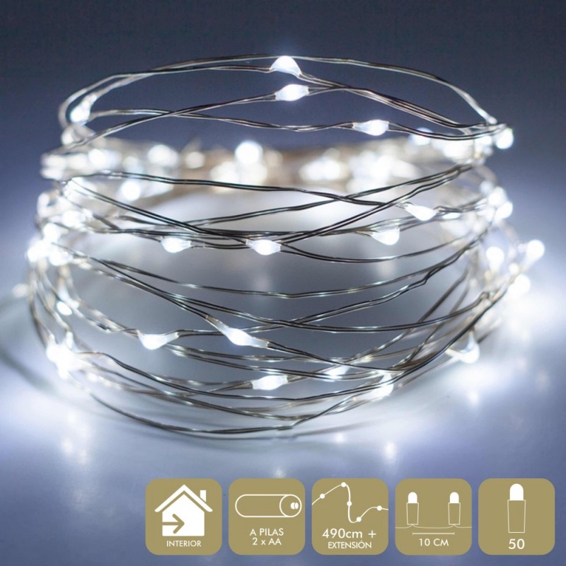 Micro Led 50 Luces Metal Blanco Micro Led 50 Luces Metal Blanco