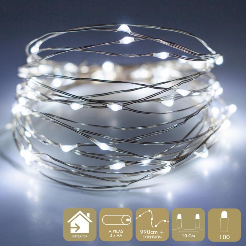 Micro Led 100 Luces Metal Blanco Micro Led 100 Luces Metal Blanco