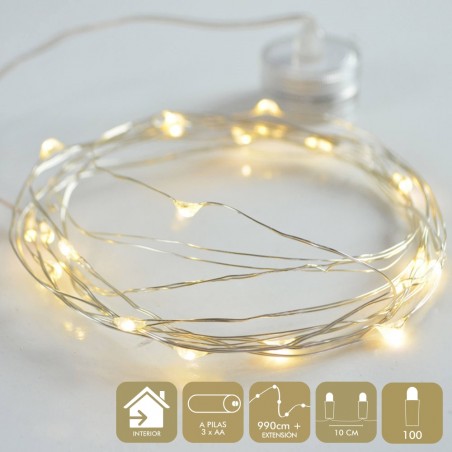 Micro Led 100 Luces Metal Cálido