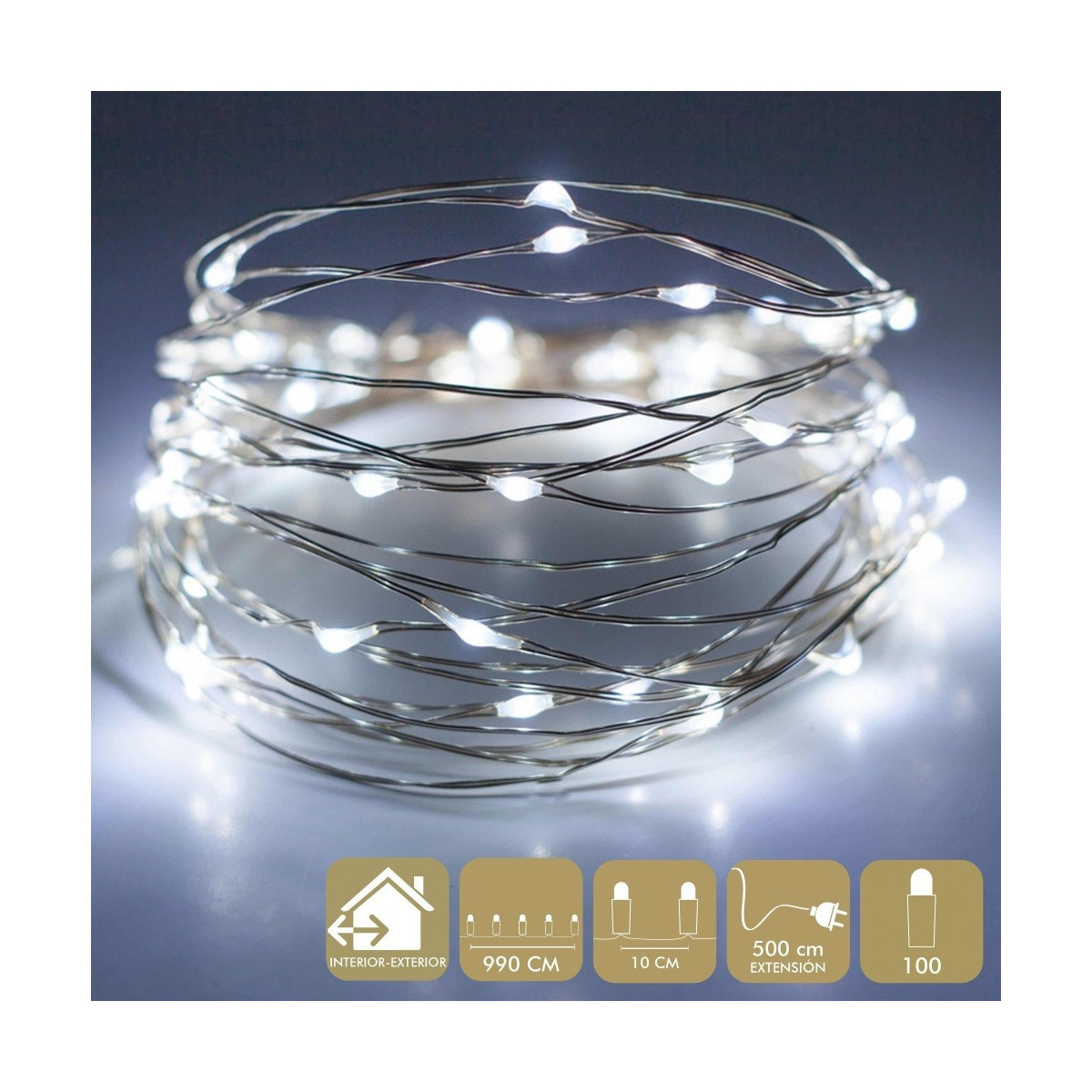 Micro led 100 luces metal blanco