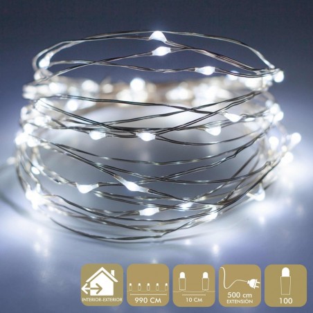 Micro Led 100 Luces Metal Blanco