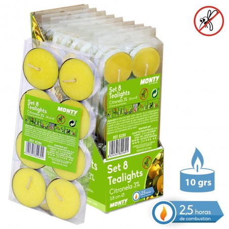 S 8 Vela 3% Citronela Tealight 3,80 X 1,10 Cm