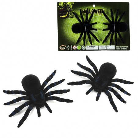 S 2 Araña Plástico Flocado Negro 10 X 7 Cm