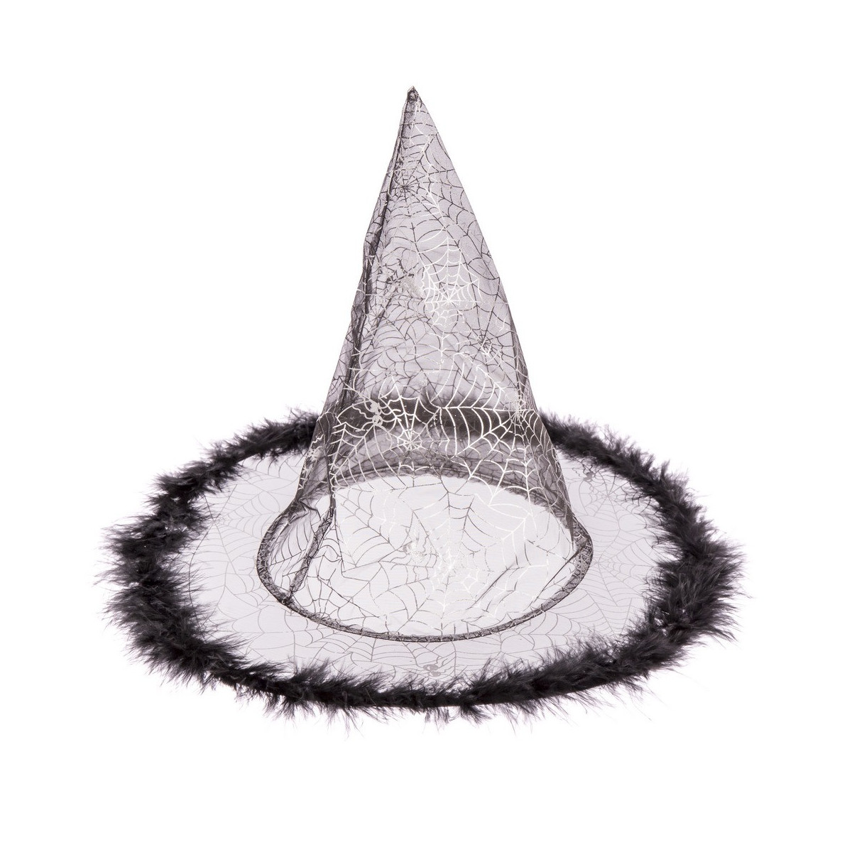 Sombrero de bruja plumas negro 32 x 32 x 32 50 cm