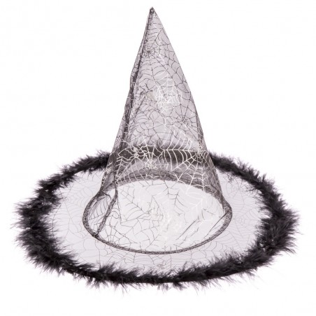 Sombrero De Bruja Plumas Negro 32 X 32 X 32,50 Cm