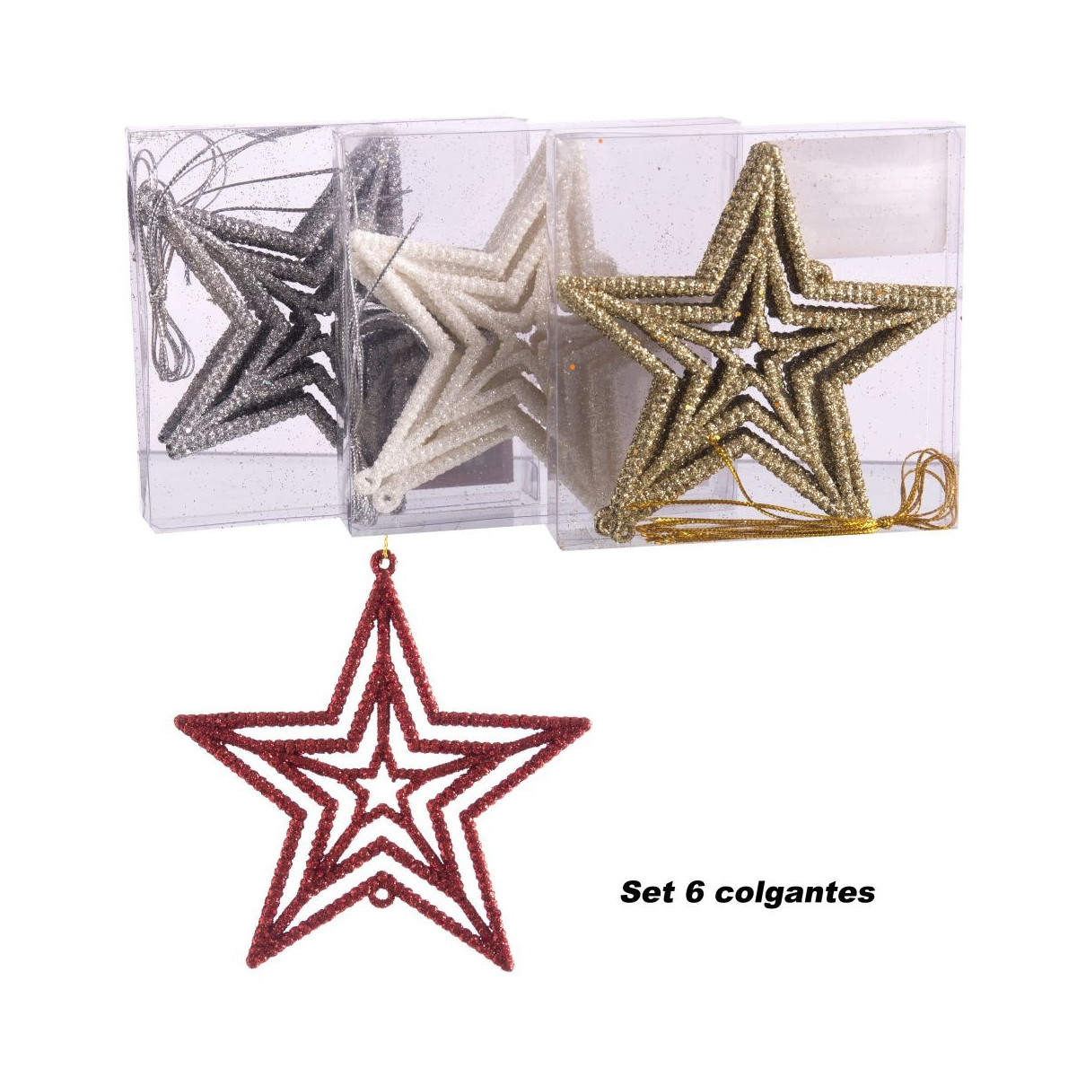 S 6 colgante estrella plástico 4 c 11 x 11 cm