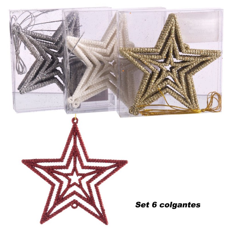 S 6 colgante estrella plástico 4 c 11 x 11 cm