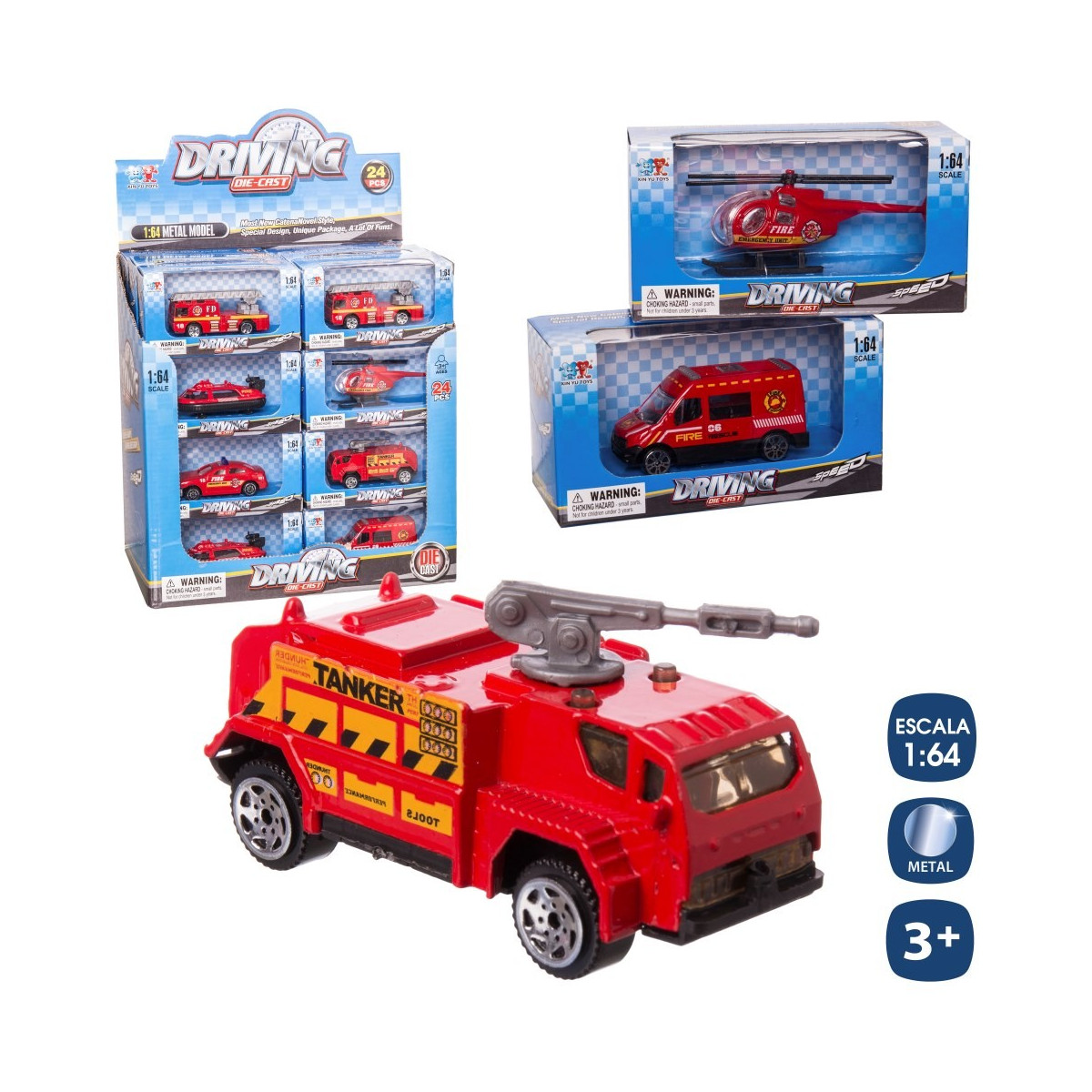 Vehículo bomberos metal 6 m 8 cm