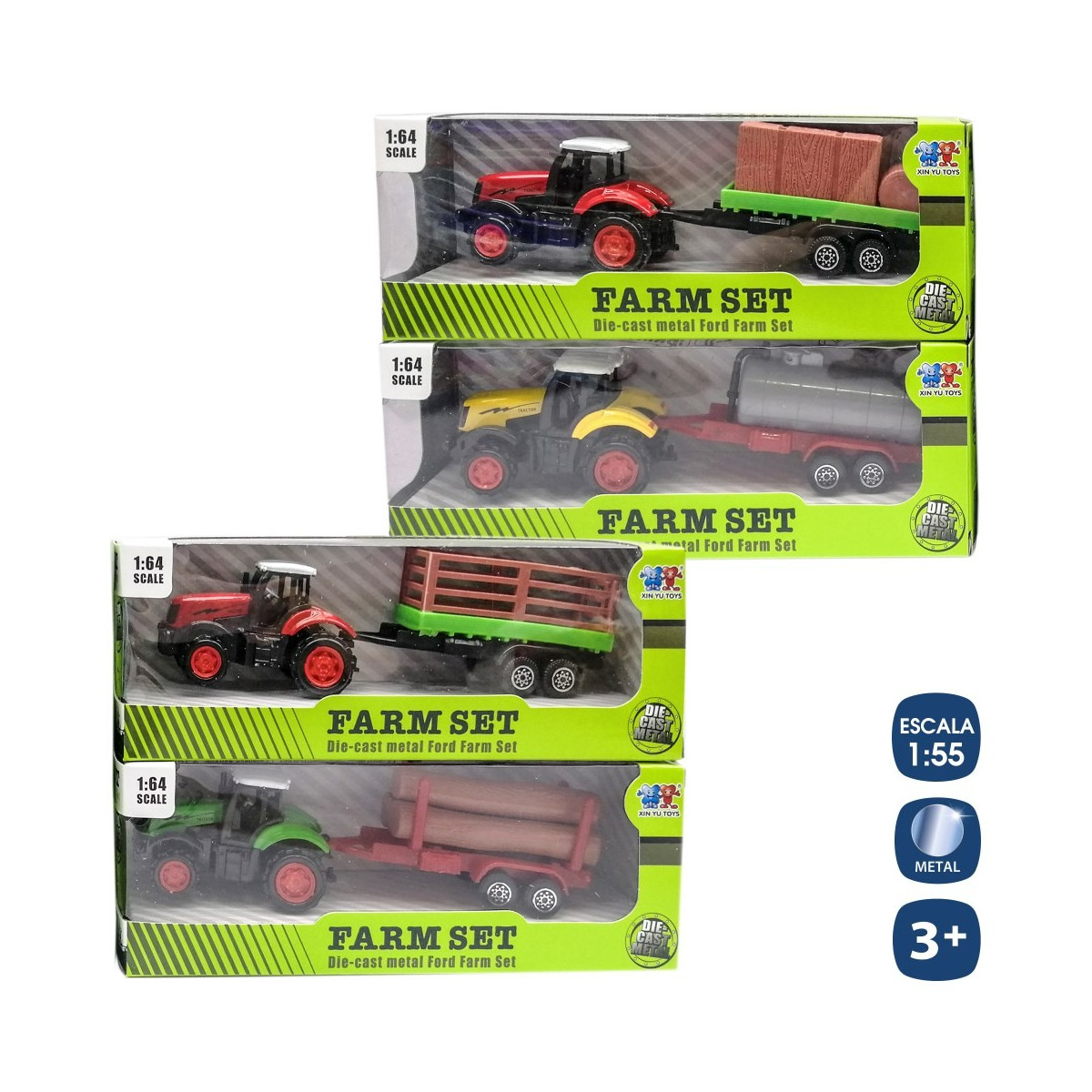 Tractor con remolque metal 16 cm