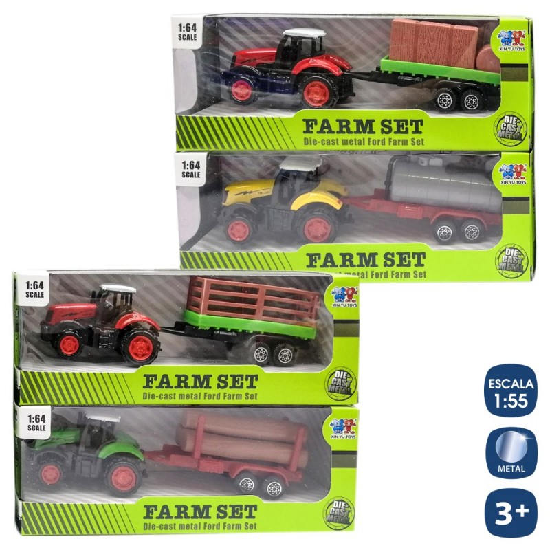 Tractor Con Remolque Metal 16 Cm Tractor Con Remolque Metal 16 Cm