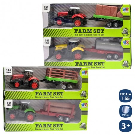 Tractor Con Remolque Metal 16 Cm