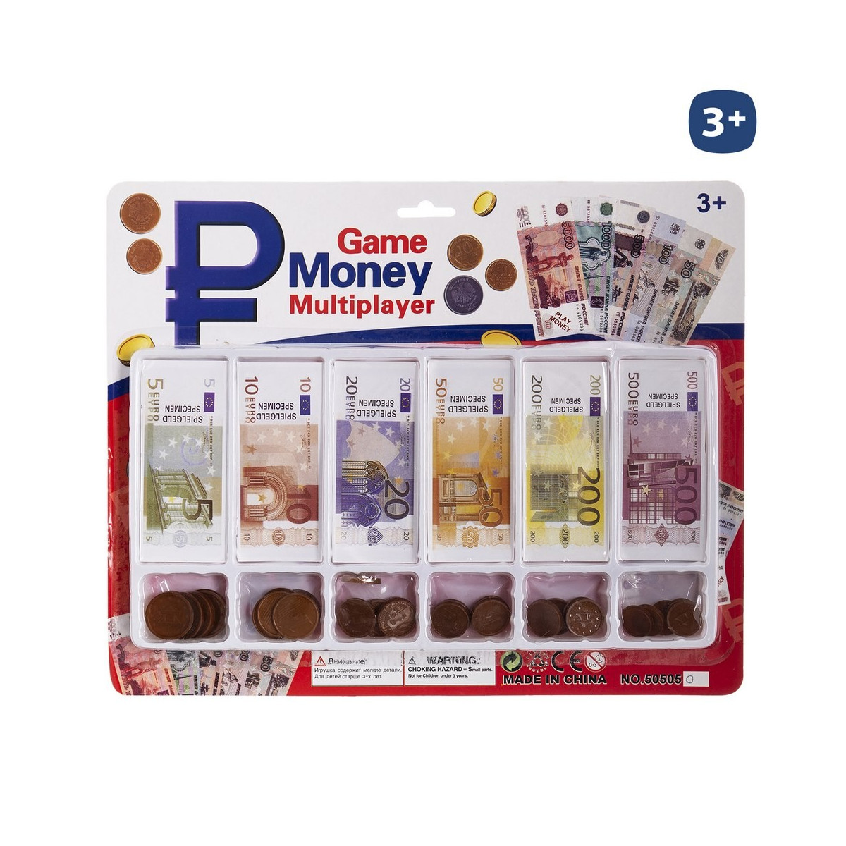Juego de billetes y monedas de euro para niños