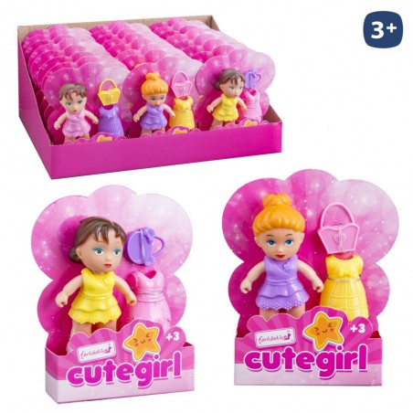 Muñeca Cute Girl Cambia Vestido 2 M 11 Cm Mini