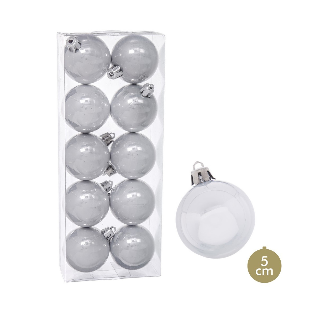 S 10 bolas perla plástico plata 5 x 5 x 5 cm