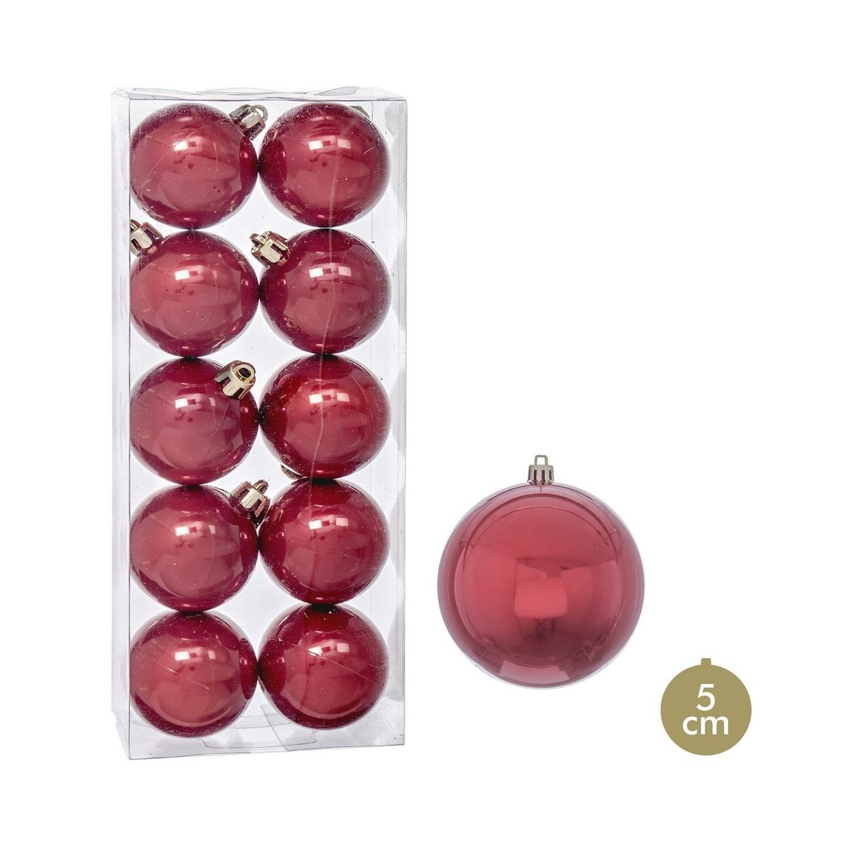 S 10 bolas perla plástico rojo 5 x 5 x 5 cm