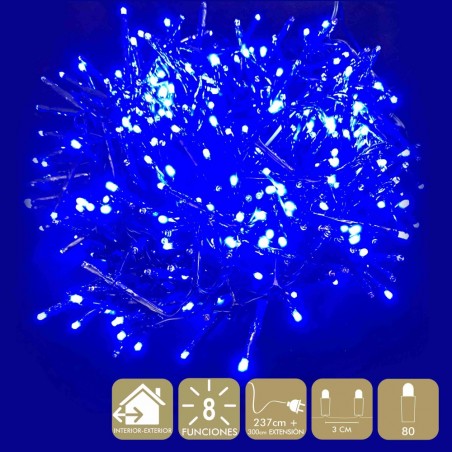 80 luces led 8 funciones azul