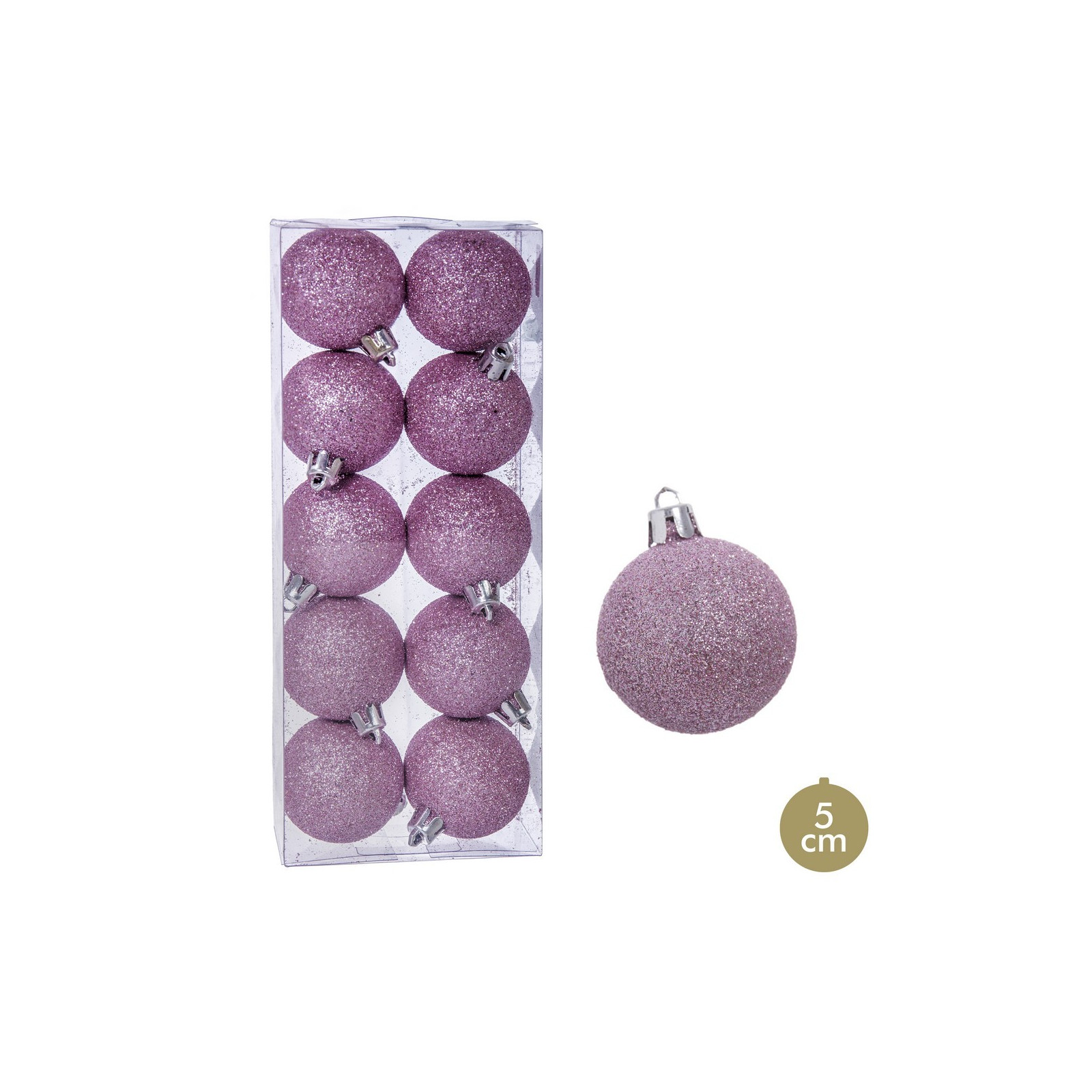 S 10 bolas purpurina plástico rosa 5 x 5 x 5 cm