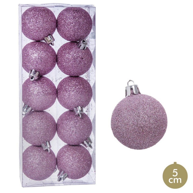 S 10 Bolas Purpurina Plástico Rosa 5 X 5 X 5 Cm S 10 Bolas Purpurina Plástico Rosa 5 X 5 X 5 Cm