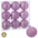 S 9 Bolas Purpurina Plástico Rosa 6 X 6 X 6 Cm