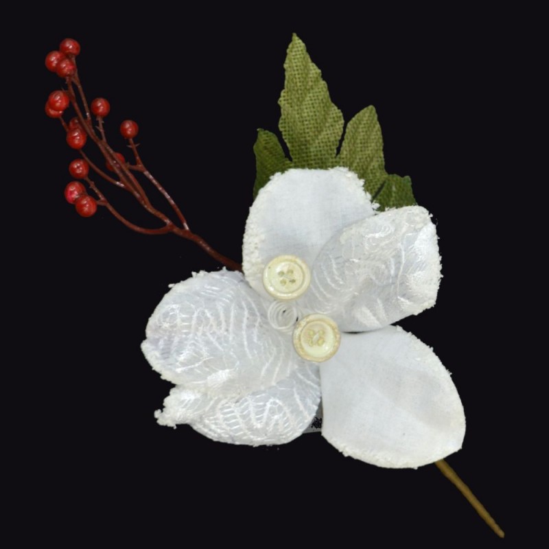 Vara tejido blanco decoración navidad 12 x 22 cm