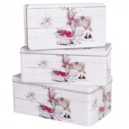 S 3 Cajas Ciervo 26 X 15 X 11 Cm