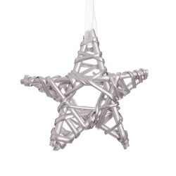 Estrella mimbre plata 15 x 15 cm