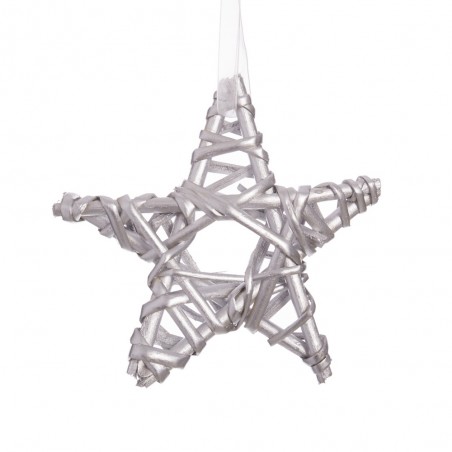 Estrella mimbre plata 15 x 15 cm