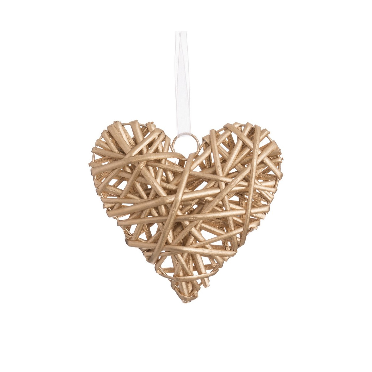 Corazón mimbre oro 15 x 15 cm