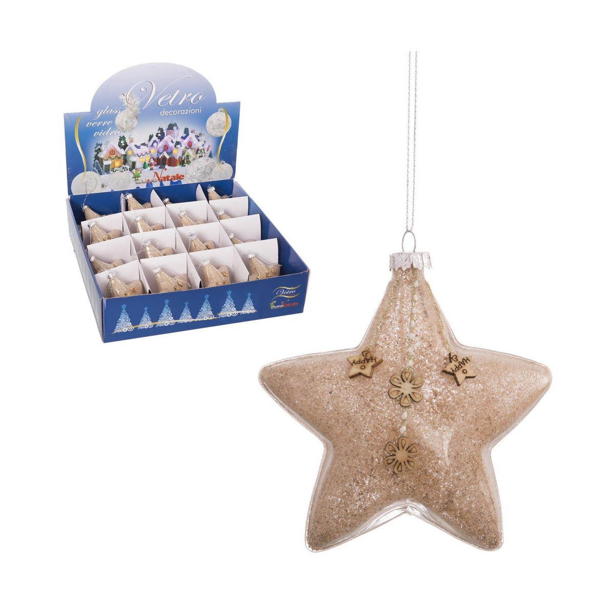 Estrella cristal marrón 12 x 12 cm