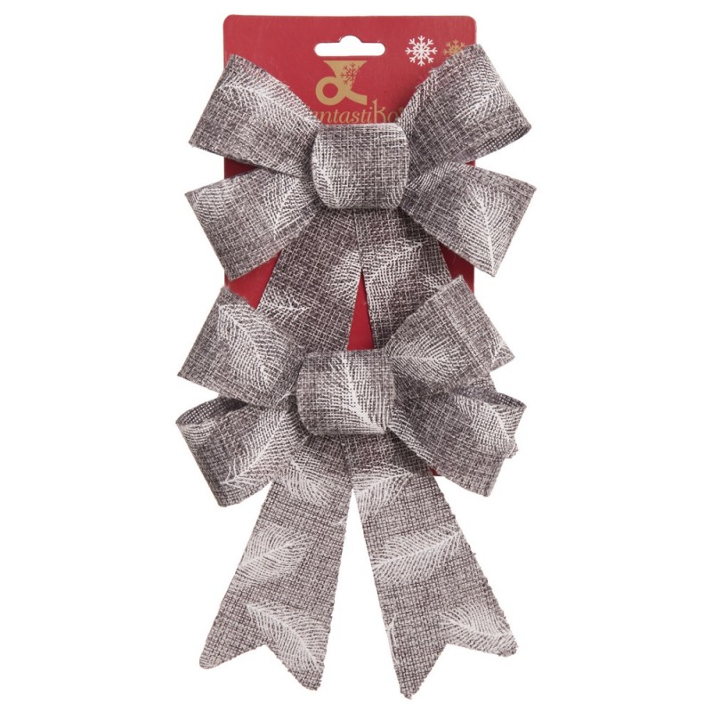 S 2 Lazo Hojas Yute Gris 14 X 20 Cm S 2 Lazo Hojas Yute Gris 14 X 20 Cm