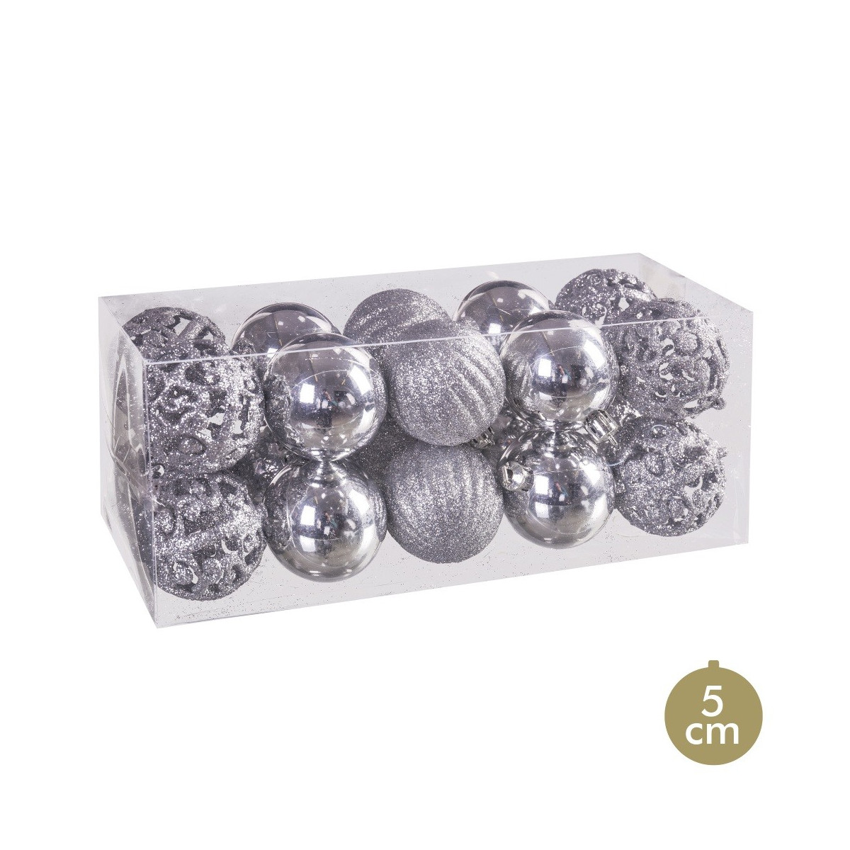 S 20 bolas formas plata 5 x 5 x 5 cm