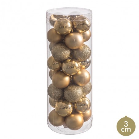 S 32 Bolas Brillo, Mate Y Glitter Oro 3 X 3 X 3 Cm