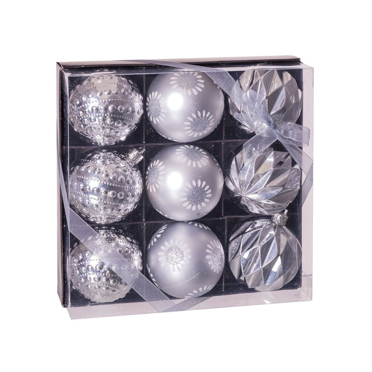 S 9 bolas decorada plata 8 x 8 x 6 cm