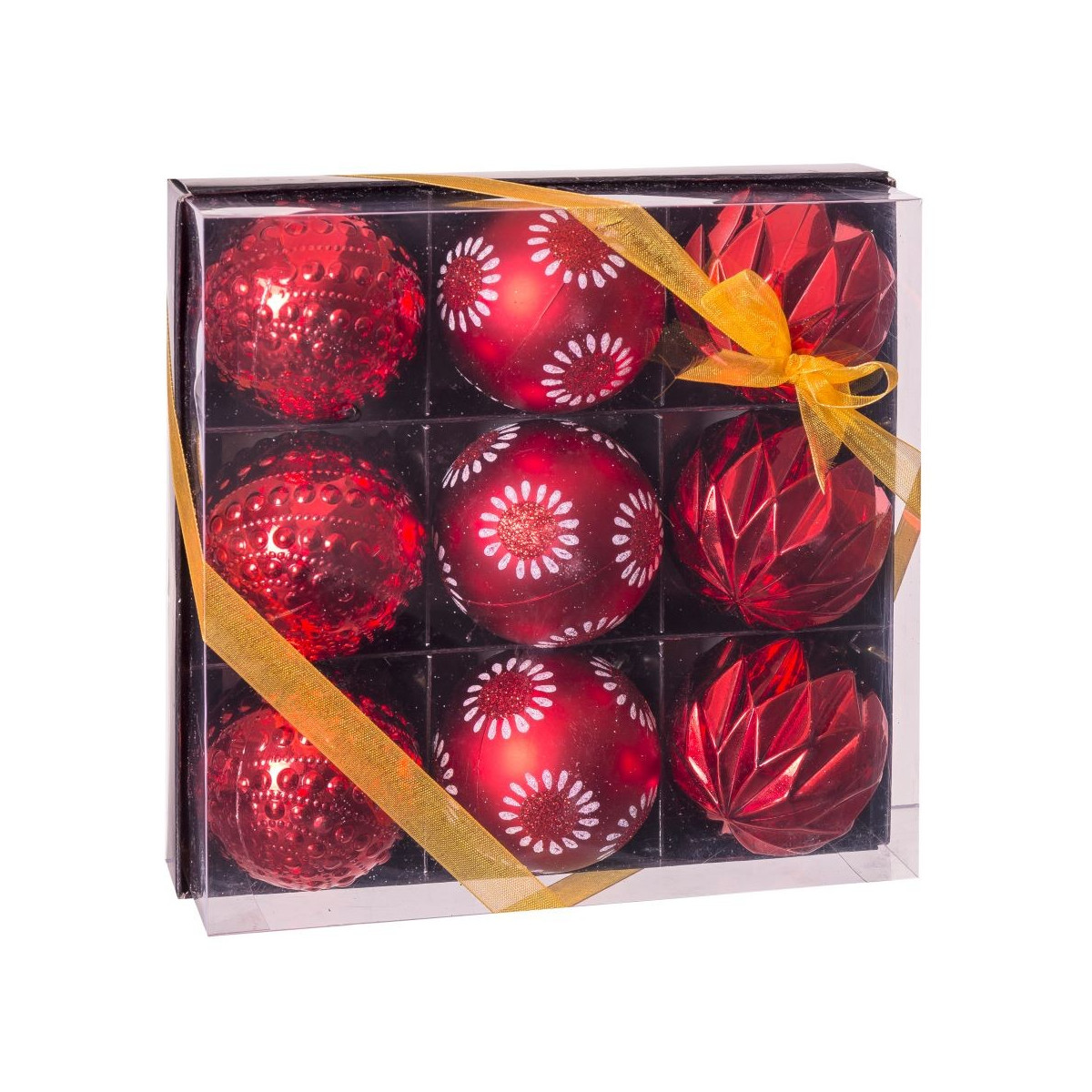 S 9 bolas decorada rojo 8 x 8 x 6 cm