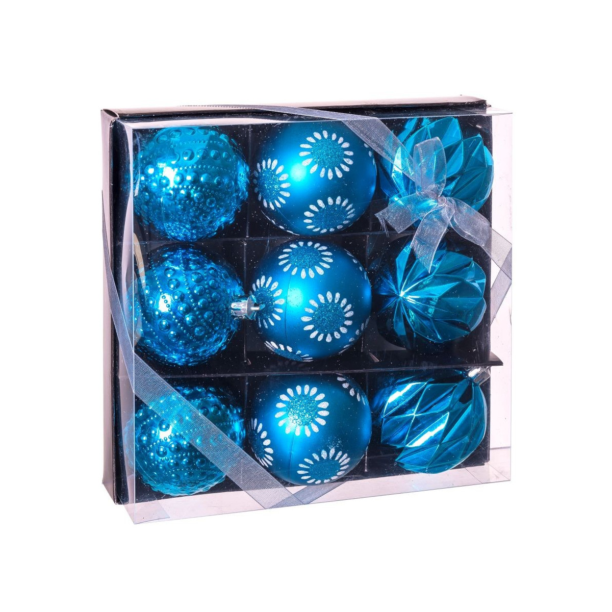 S 9 bolas decorada azul 8 x 8 x 6 cm