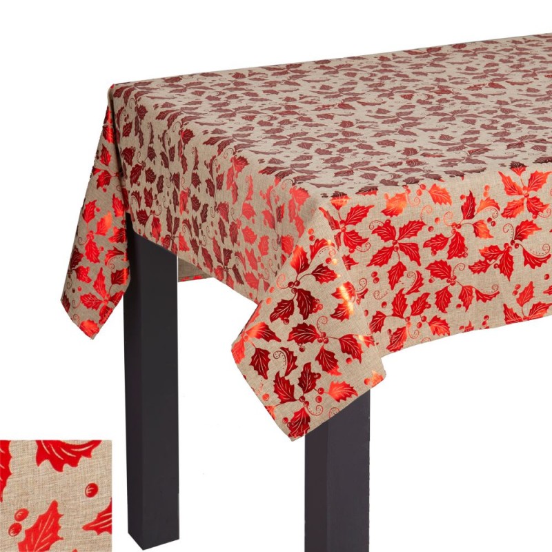 Mantel impreso poliester rojo 140 x 180 cm