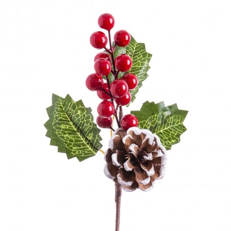 Pick acebo con hojas rojo 20 cm