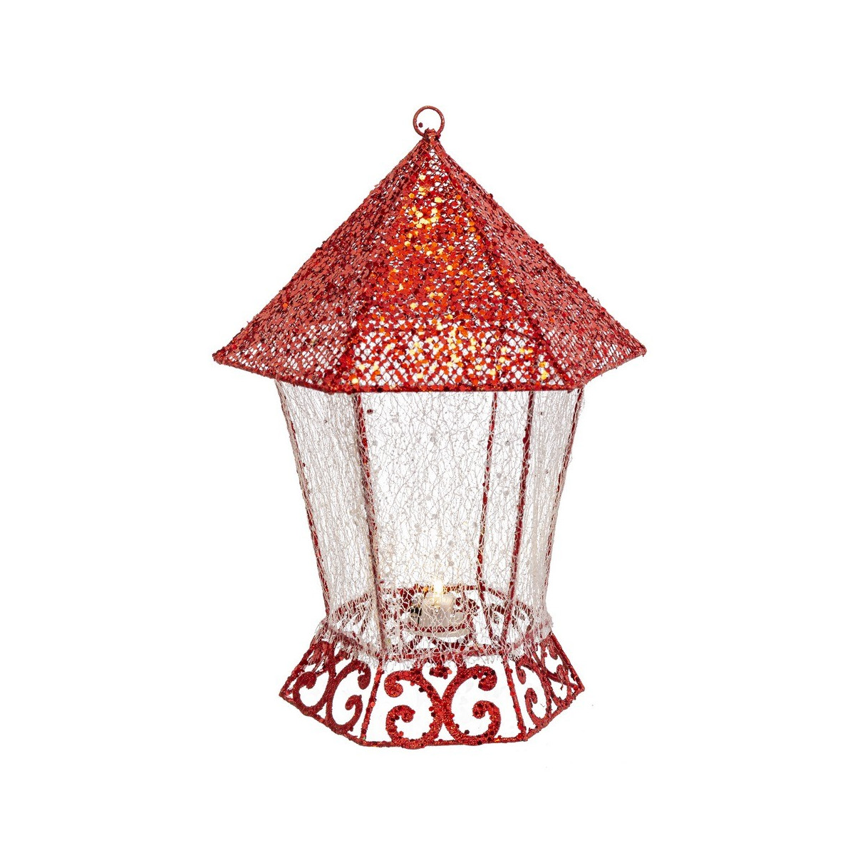 Farol con luz rojo 23 x 23 x 29 cm