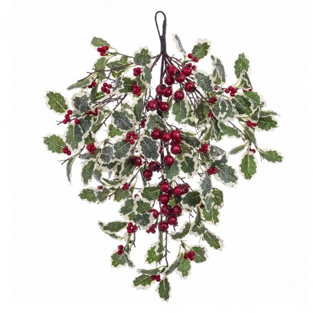 Colgante puerta acebo con hojas 30 x 10 x 60 cm