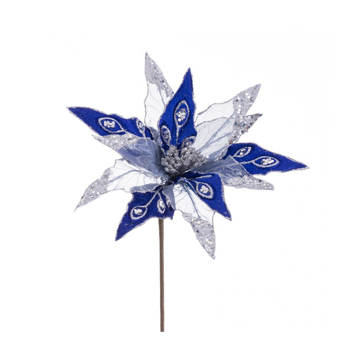 Poinsettia tejido azul plata 55 x 30 cm