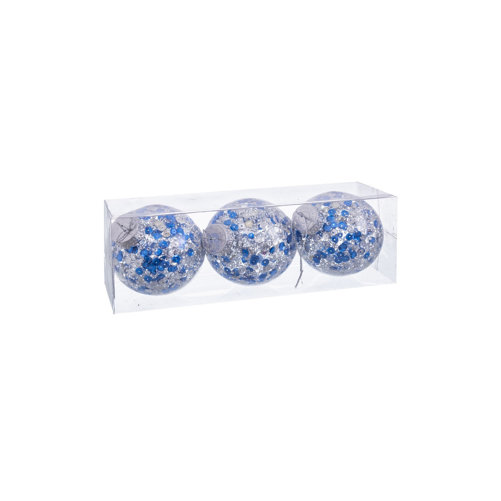 S 3 bolas transparente plata azul 8 x 8 x 8 cm