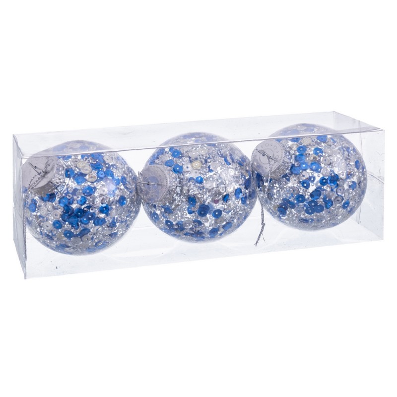 S 3 bolas transparente plata azul 8 x 8 x 8 cm