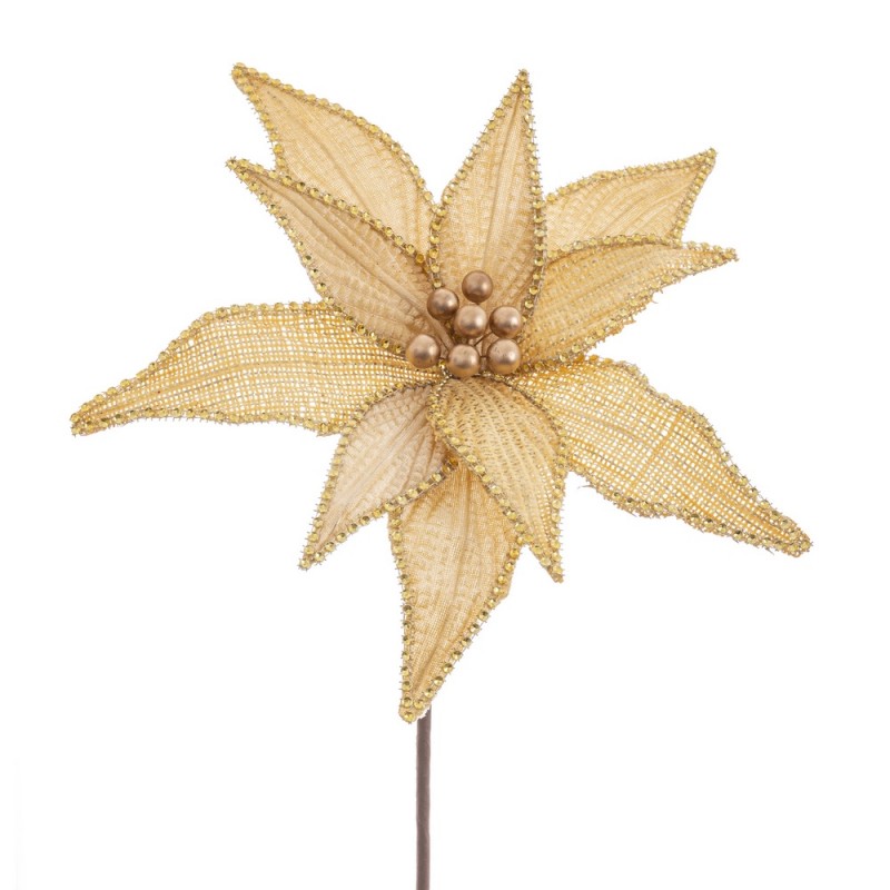 Flor ''poinsettia'' Tejido Oro 30 X 65 Cm Flor ''poinsettia'' Tejido Oro 30 X 65 Cm