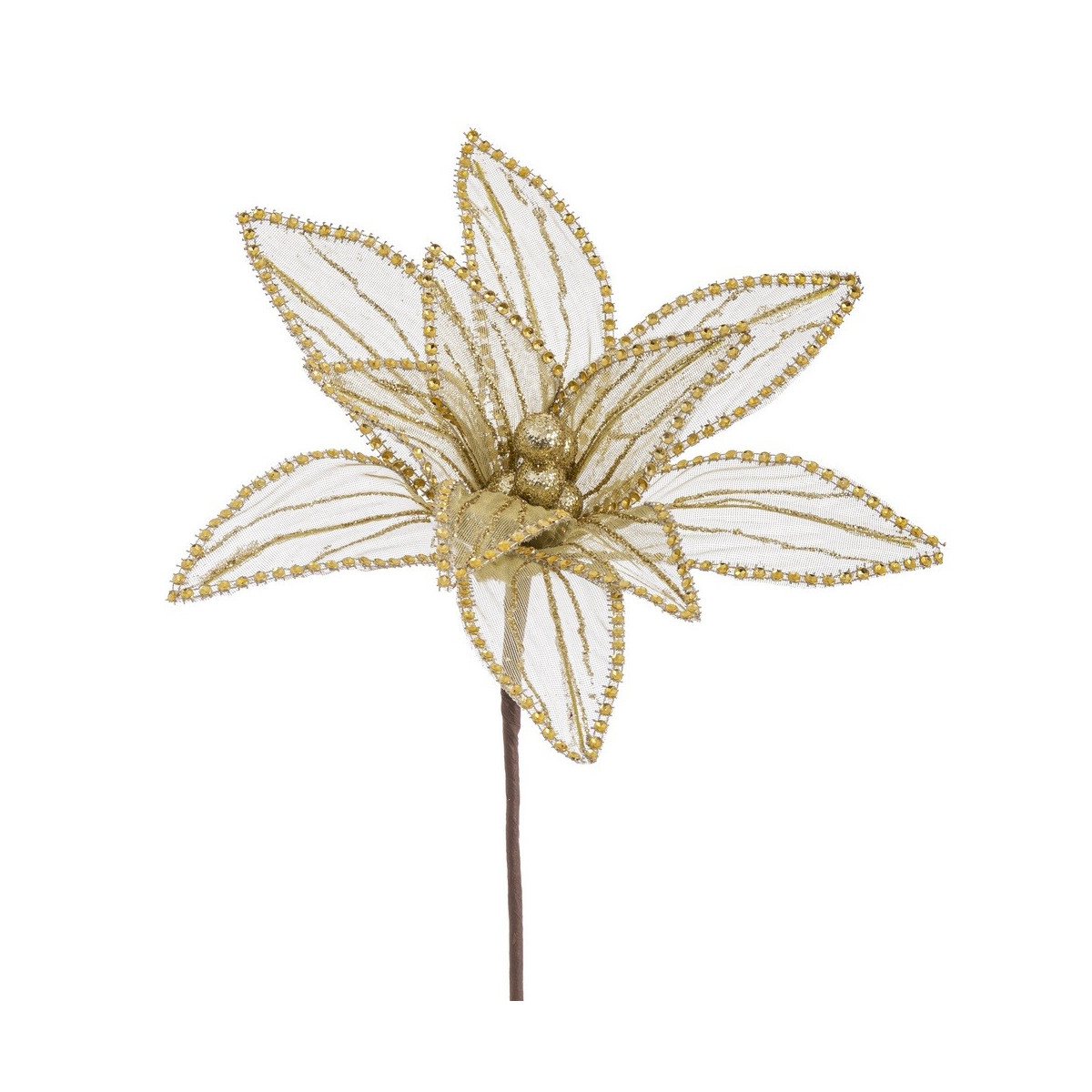 Flor poinsettia tejido oro 25 x 65 cm